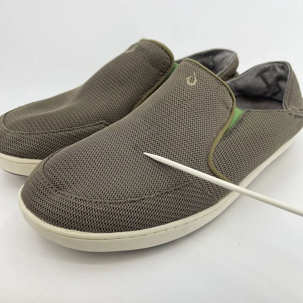 Olukai Mens Size 13 Nohea Mesh Brown Taupe Slip On Casual Comfort Shoes